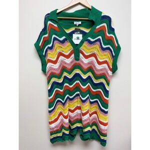 Petal Dew Knit Chevron Romper Rainbow Sz M NWT Cotton